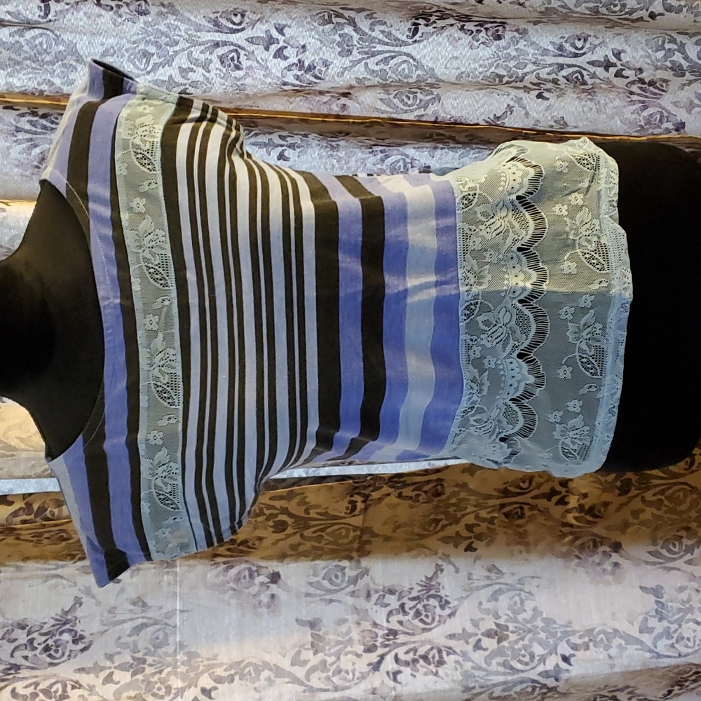 Blue Stripes and Lace Top by Poof